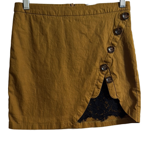 Asymmetrical Tan Pencil Skirt Mini Length